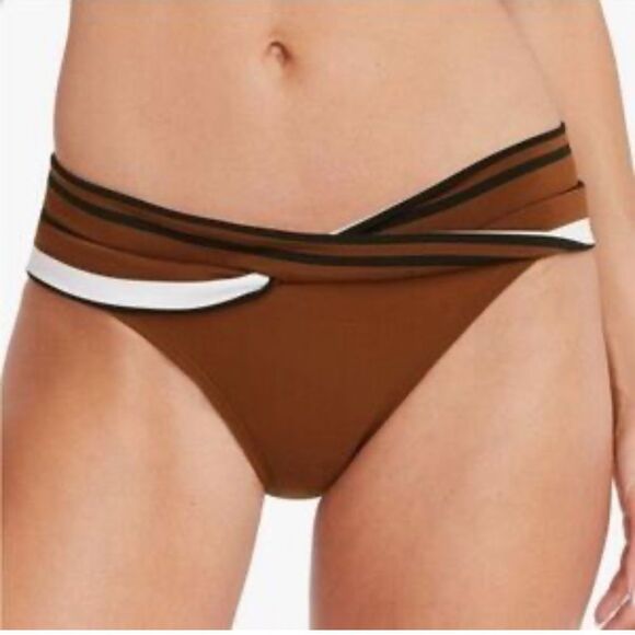 Robin Piccone Brown and White Bikini Bottom NWT Size Xs - Picture 1 of 6